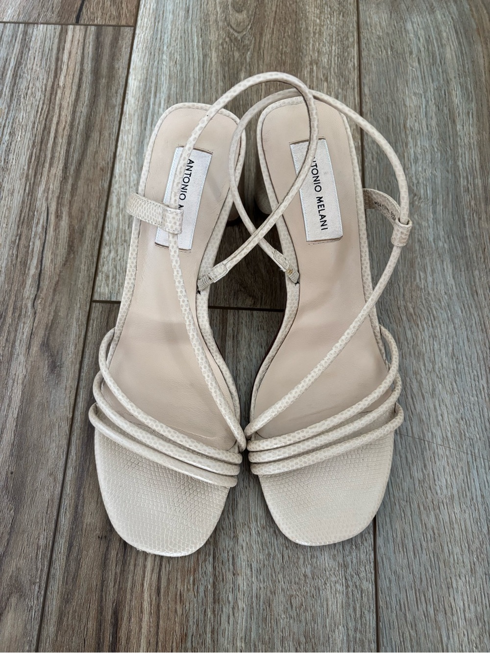 ANTONIO MELANI Cream Strappy Slingback Heels
